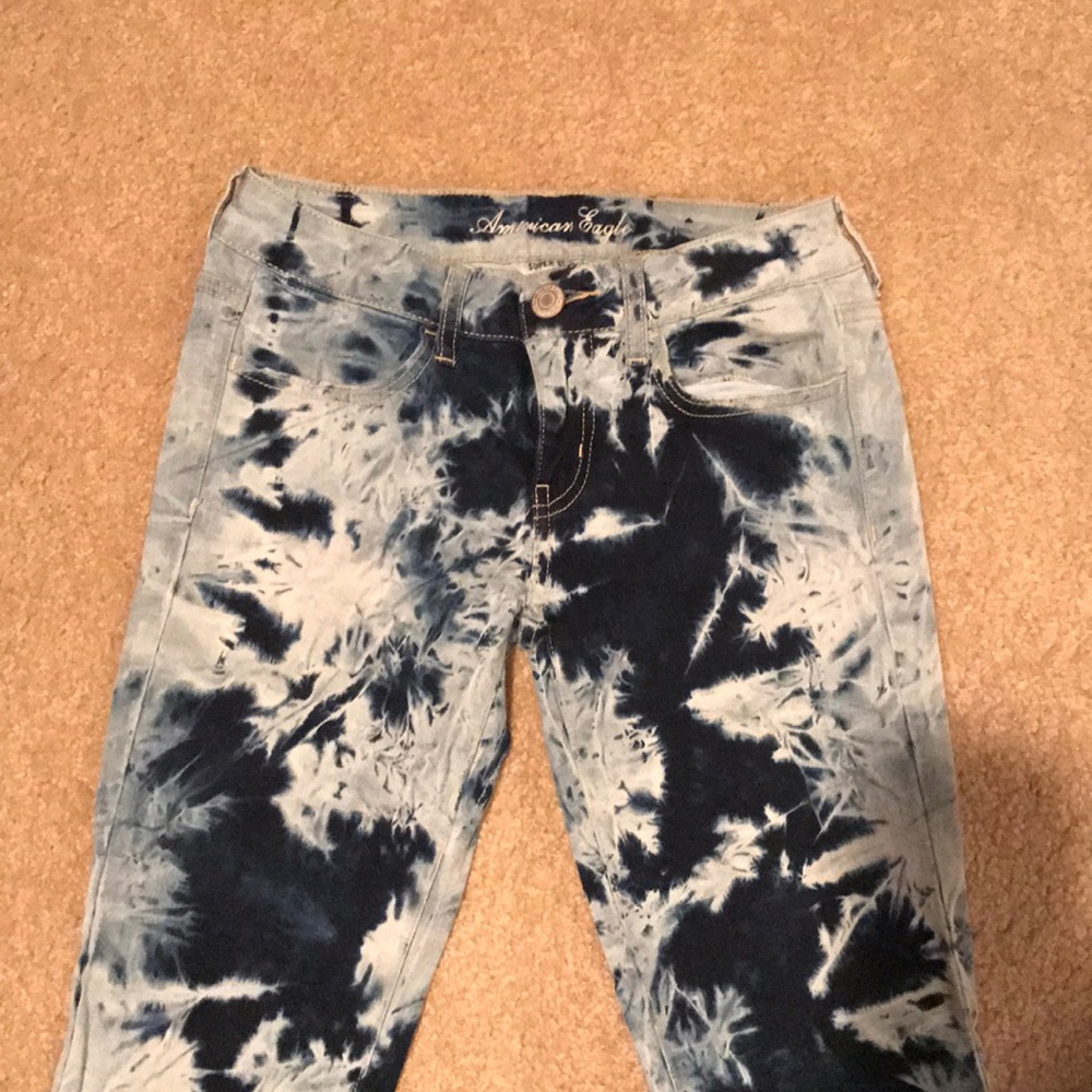 American eagle, tye dye skinny jeans